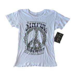 Sinful by Affliction "Love & Pride" Peace T-Shirt White / Silver Women's XL